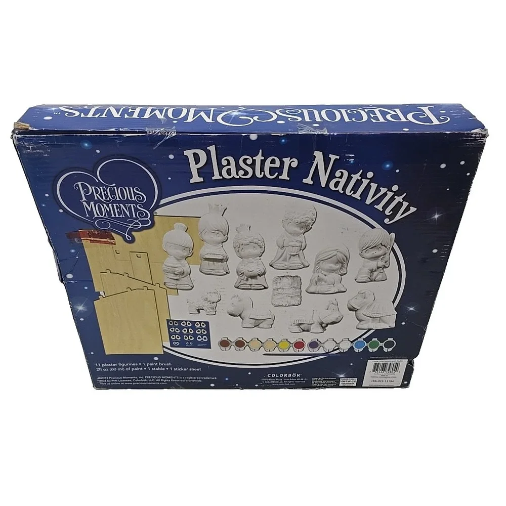 Precious‎ Moments Plaster Nativity Paintable Figurines 11 Pieces Paint Christmas